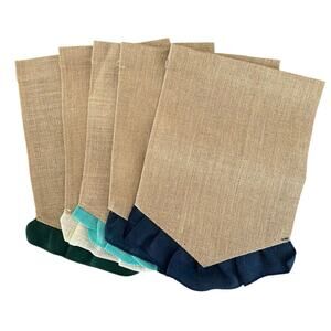 Set of 5 Blank Burlap Garden Flags 12x18 Pennant with Ruffle